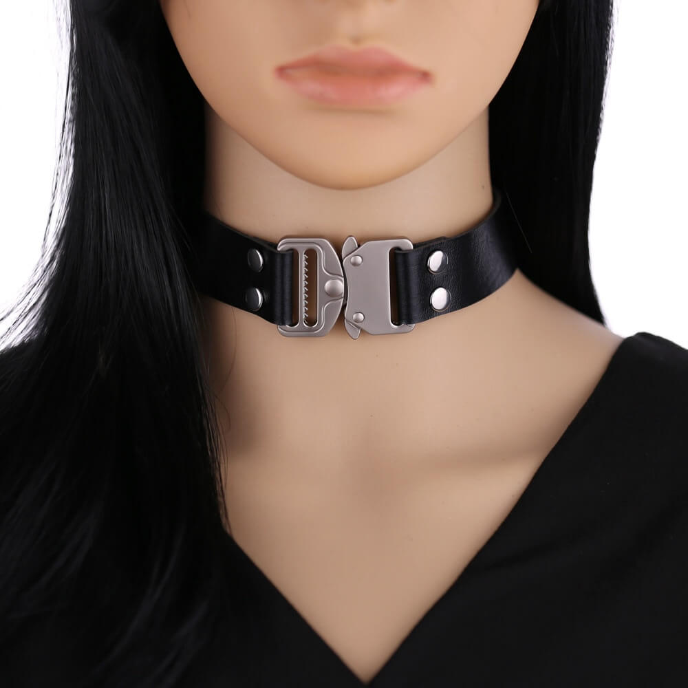 Punk PU Leather Choker with Buckle / Necklace Collar For Women / Ladies Cosplay Accessories
