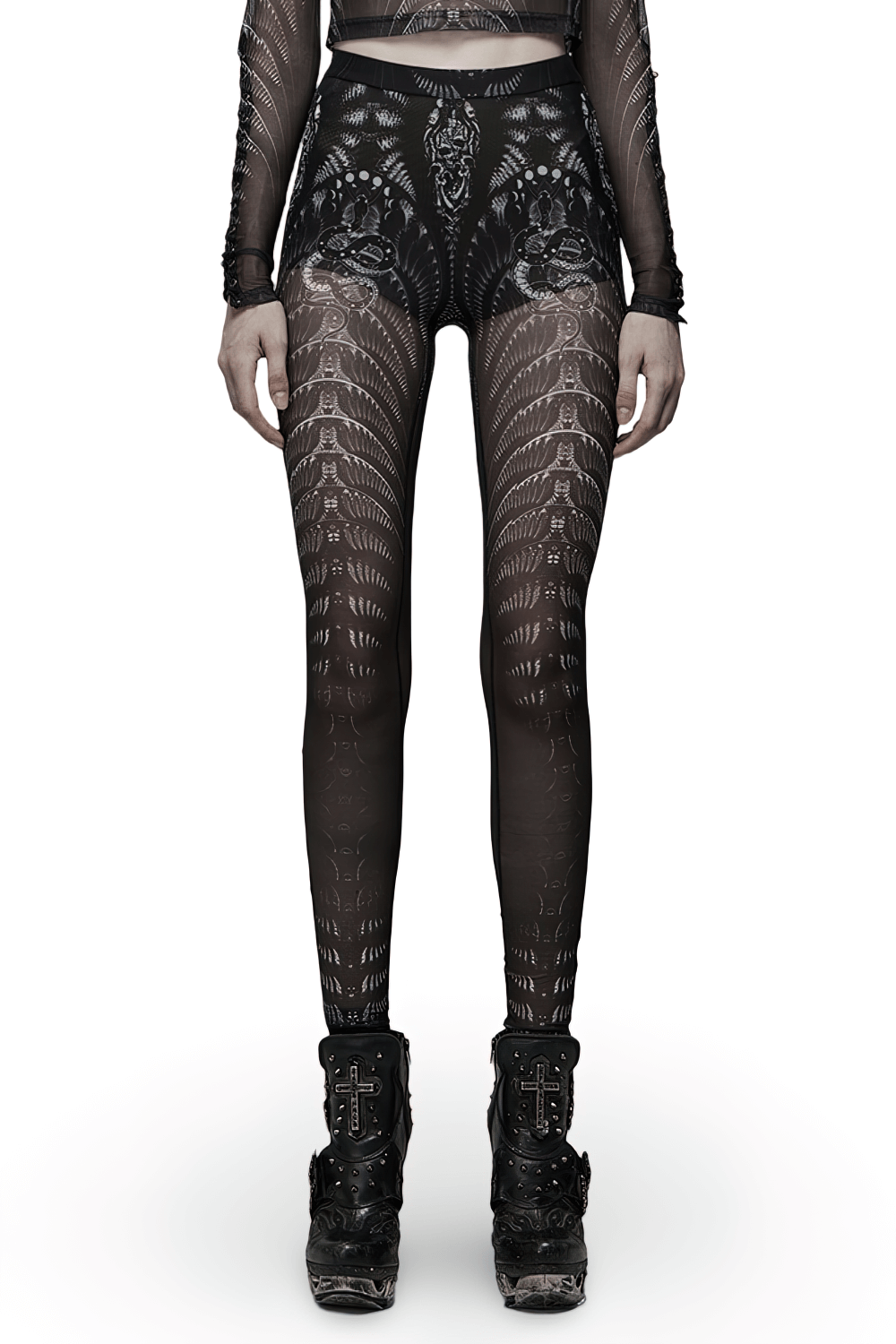 Punk Rave Black and White Gothic Skeleton Leggings