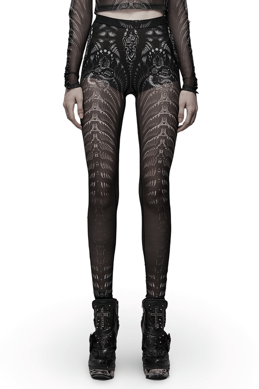 Punk Rave Black and White Gothic Skeleton Leggings
