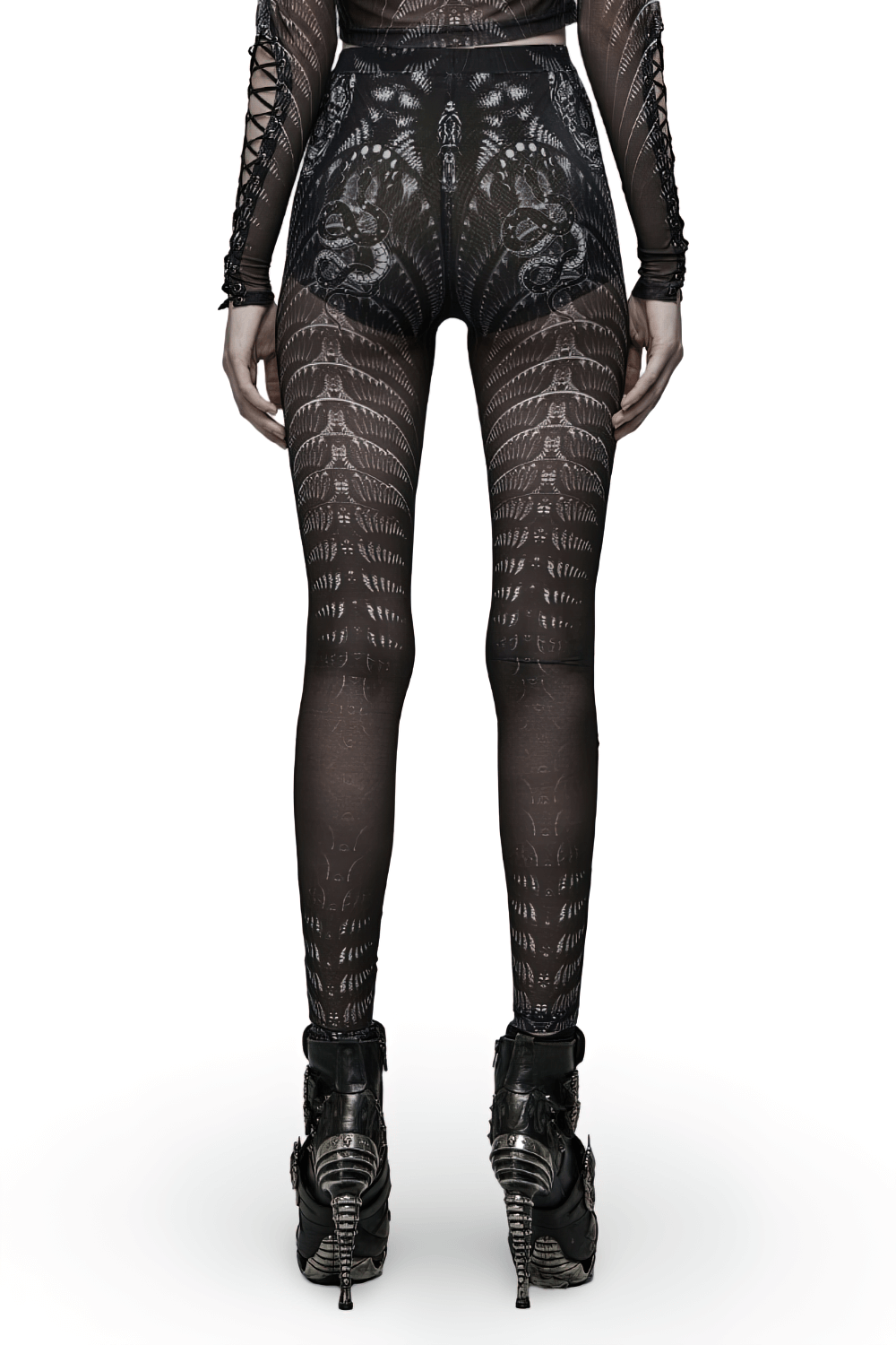 Punk Rave Black and White Gothic Skeleton Leggings