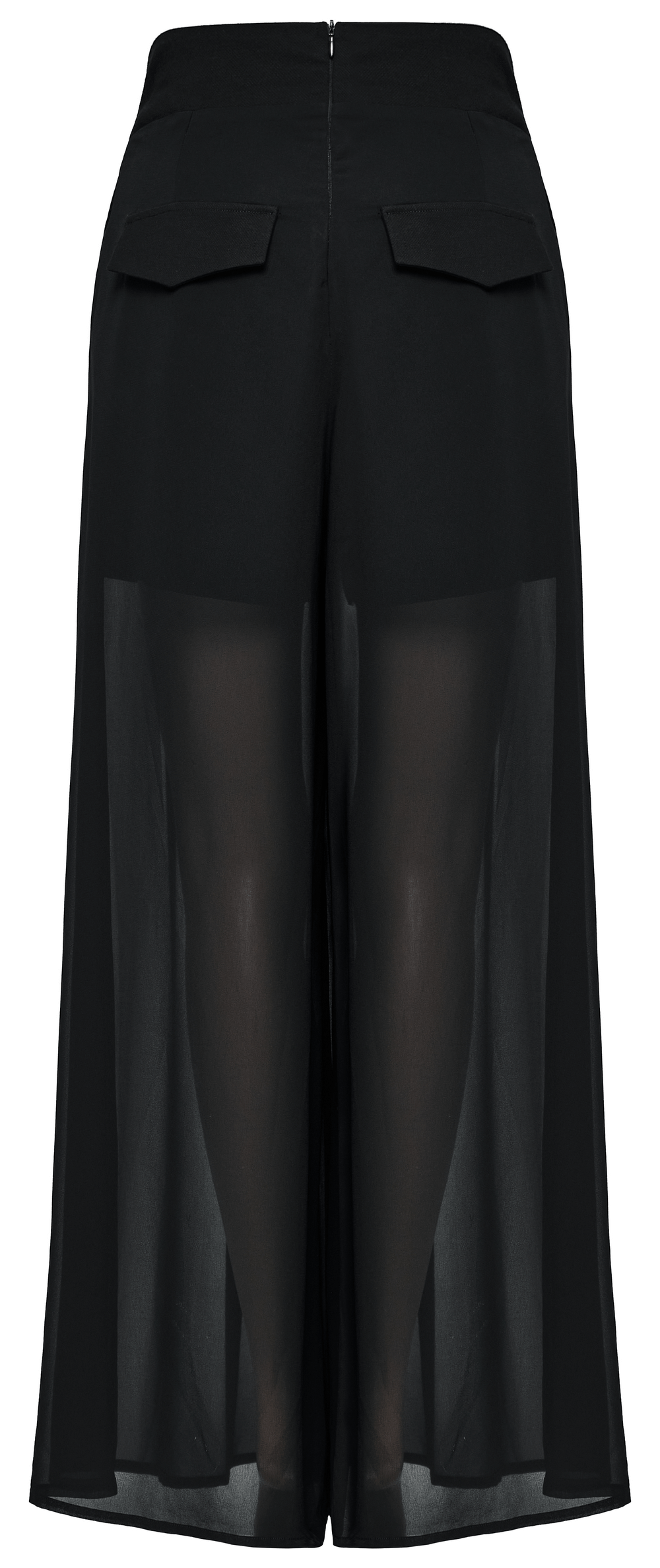 Punk Rave Black Chiffon Sheer Leg Pants Buckle Detailing