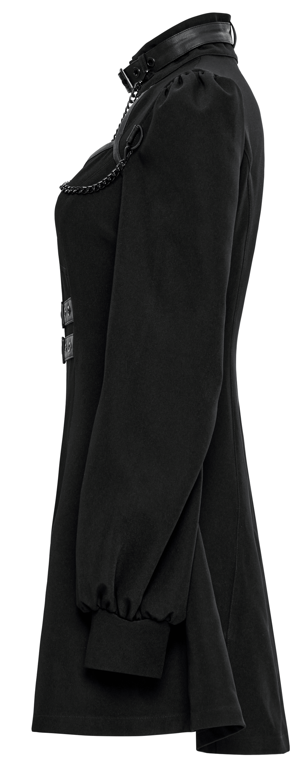 Punk Rave Black Gothic Techwear Dress with Chain and Clasps