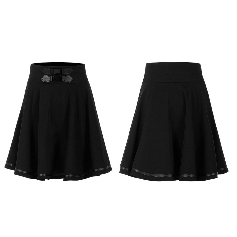 Punk Rave Black High-Waisted Skirt with Buckle