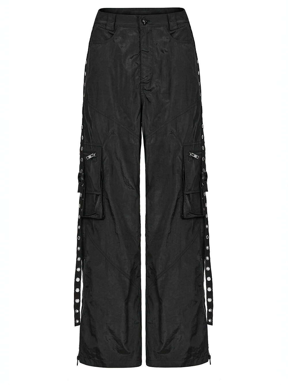 Punk Rave Black Straight Leg Cargo Pants with Side Chains