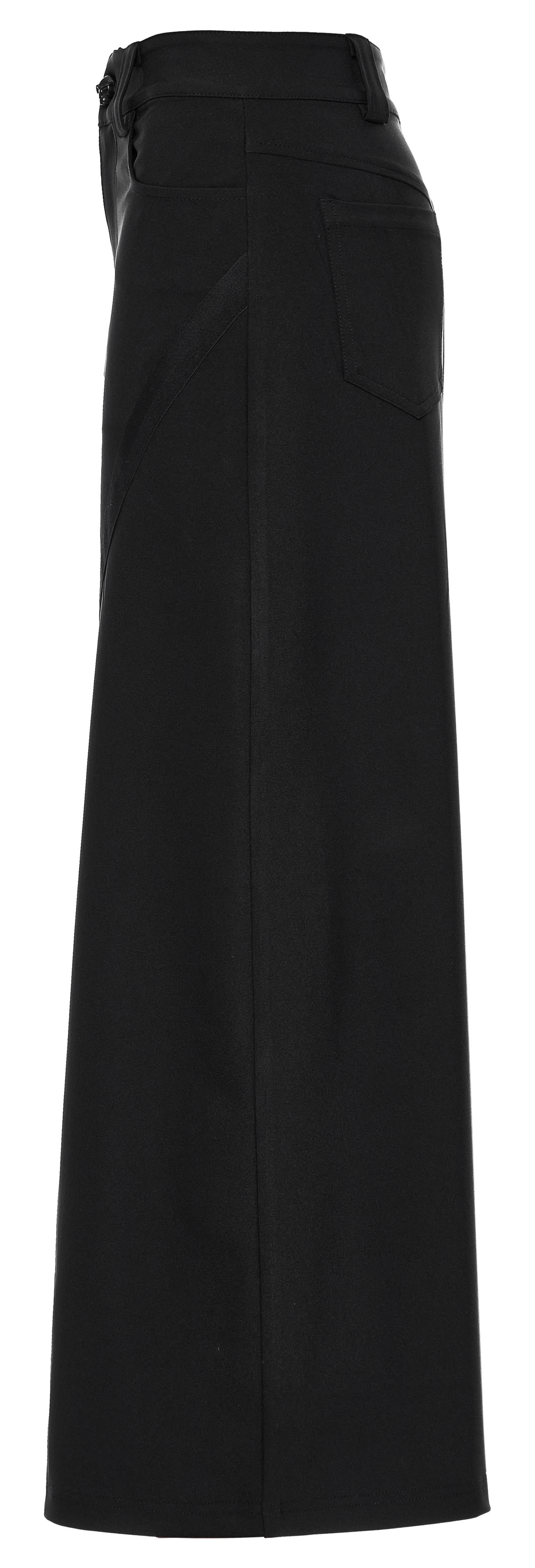 Punk Rave Black V-Cut Front Slit A-Line Midi Skirt