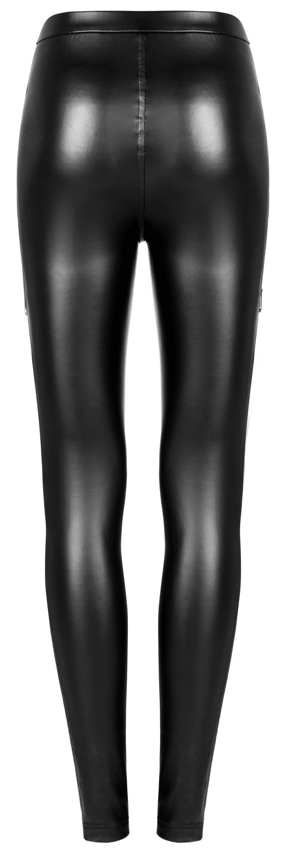Punk Rave Gothic Black Lace-Up Slim Fit Faux Leather Pants