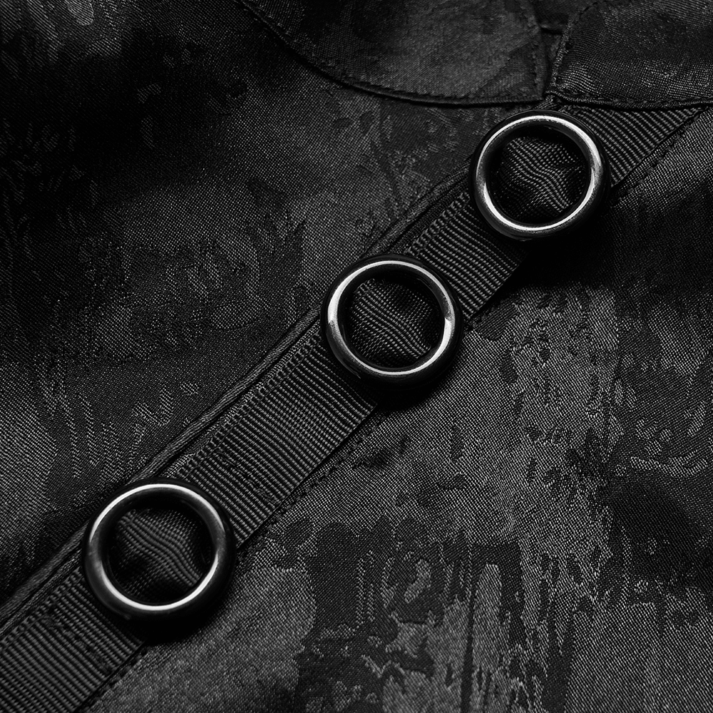 Punk Rave Gothic Cheongsam Dress with Pointed Hem Long Sleeves