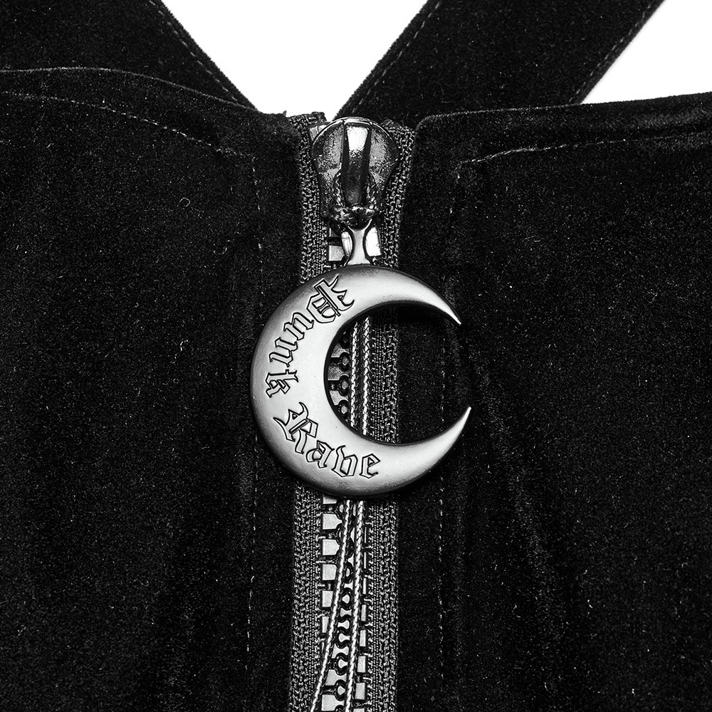 Punk Rave Gothic Crescent Moon Dress - Black Techwear