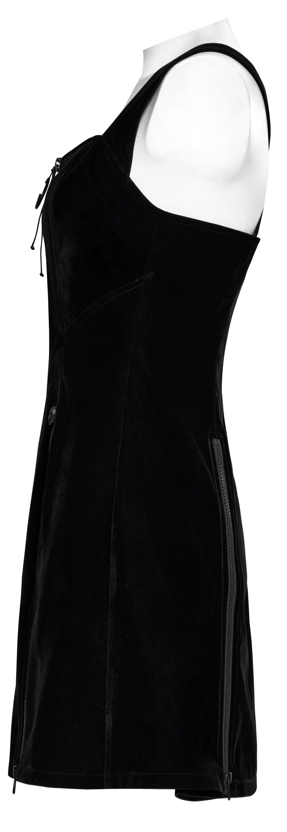 Punk Rave Gothic Crescent Moon Dress - Black Techwear