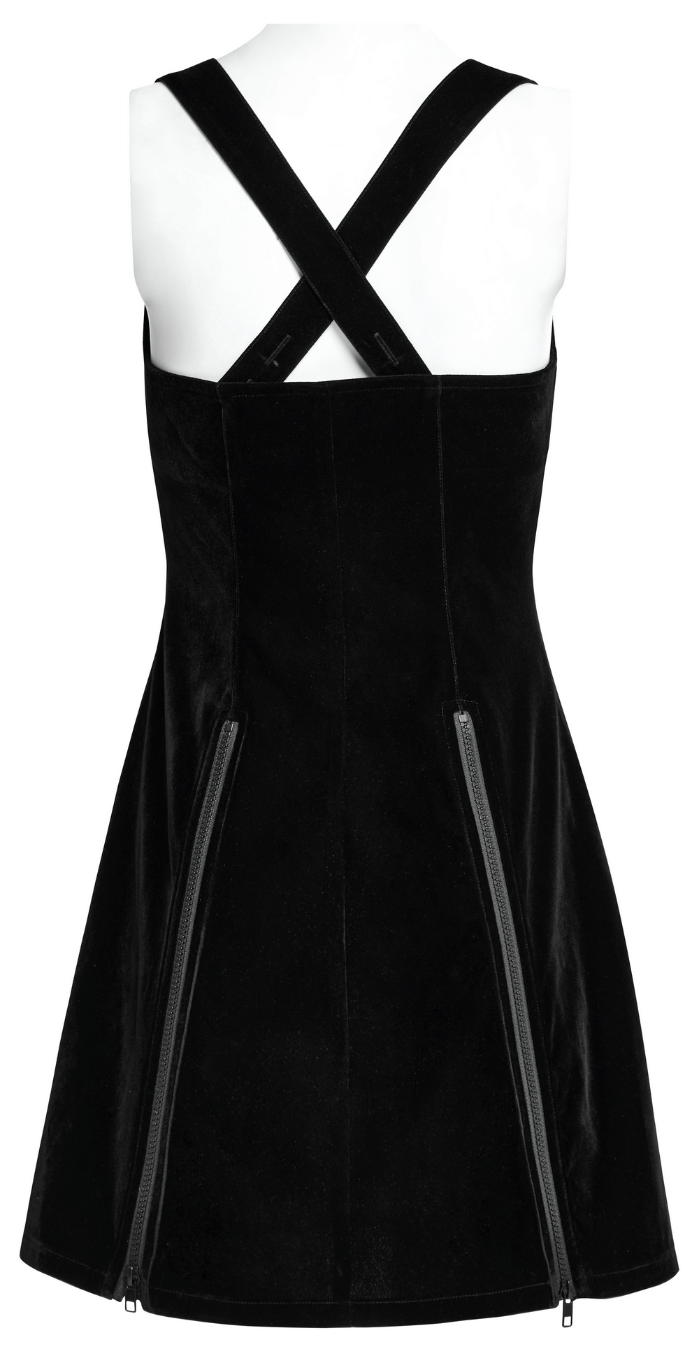 Punk Rave Gothic Crescent Moon Dress - Black Techwear