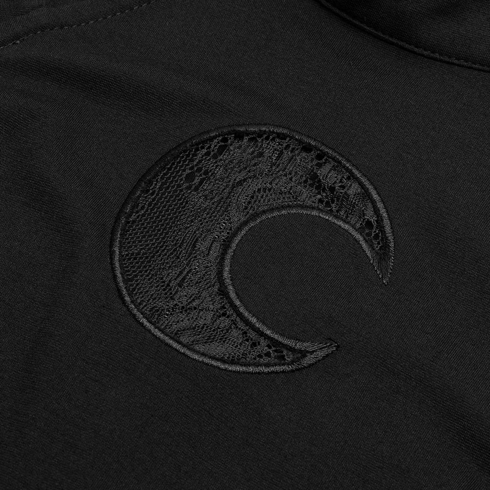 Punk Rave Gothic Crescent Moon Embroidered Lace Dress