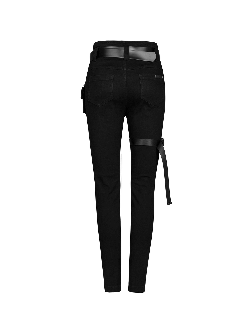 Punk Rave Gothic Detachable Belt Mid-Rise Slim Denim Jeans