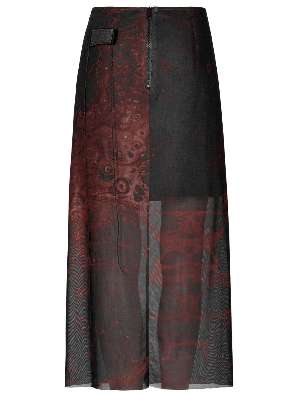 Punk Rave Gothic Lava Skirt - Irregular Printed Gauze Midi