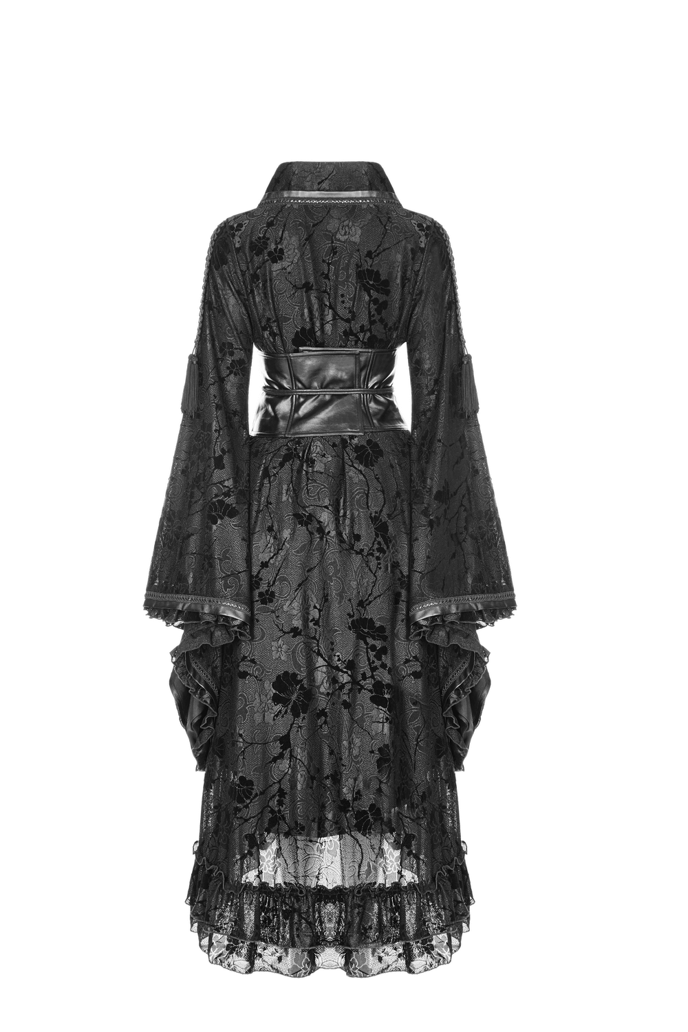 Punk Rave Gothic Lolita Flocking Lace Kimono Dress