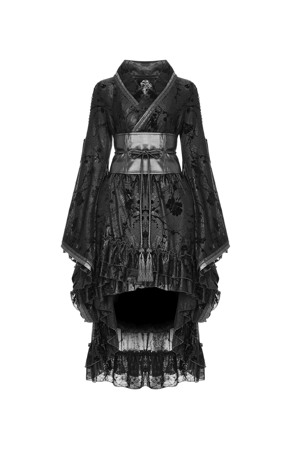 Punk Rave Gothic Lolita Flocking Lace Kimono Dress