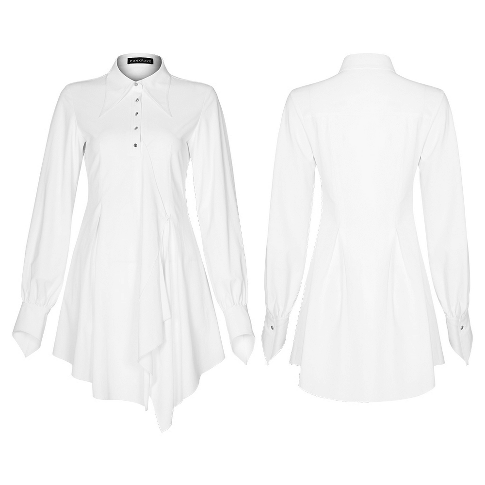 Punk Rave Gothic White Swallowtail Shirt Dress