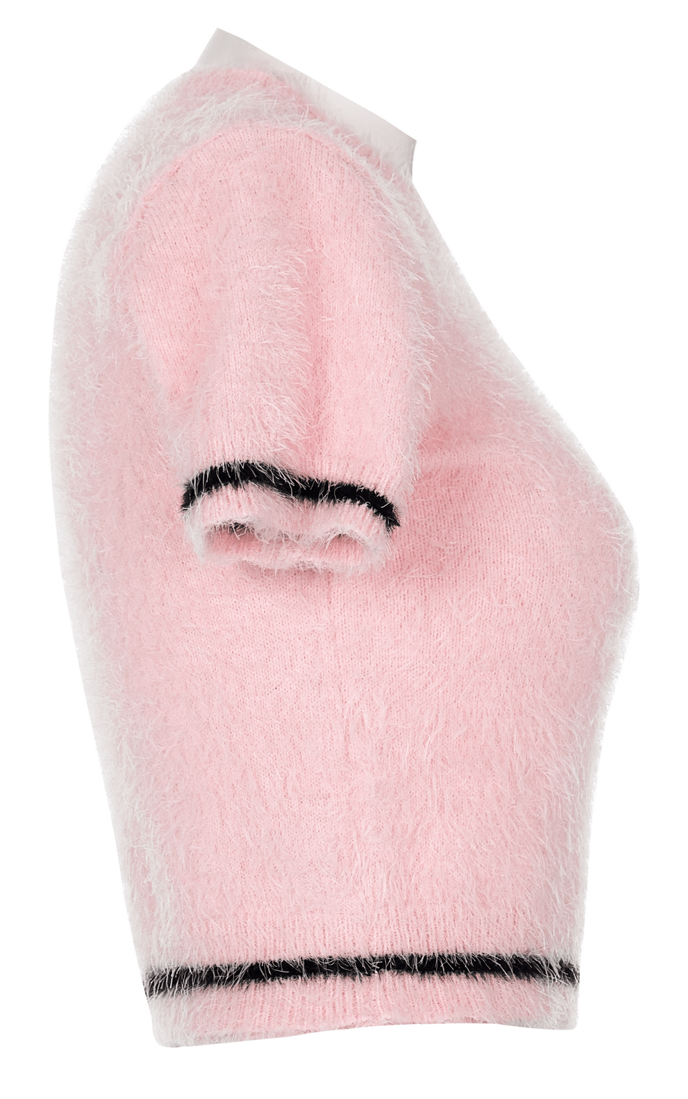 Punk Rave Pink Faux Fur Crop Sweater Cherry Skull Embroidery