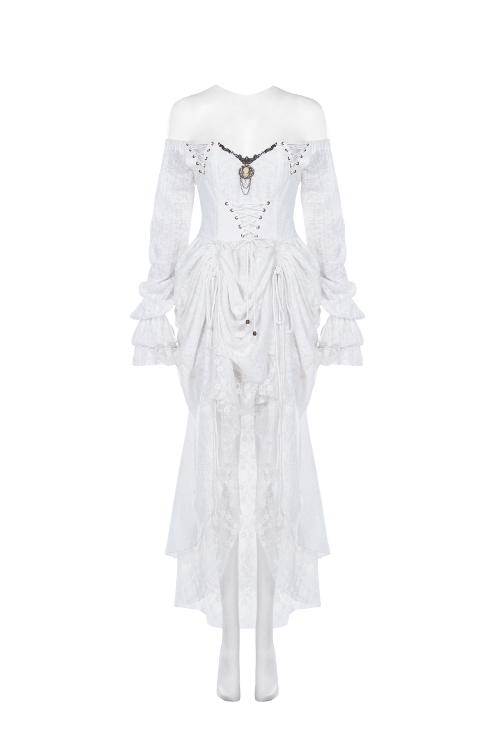 Punk Rave White Gothic Lace Dress Steampunk Retro