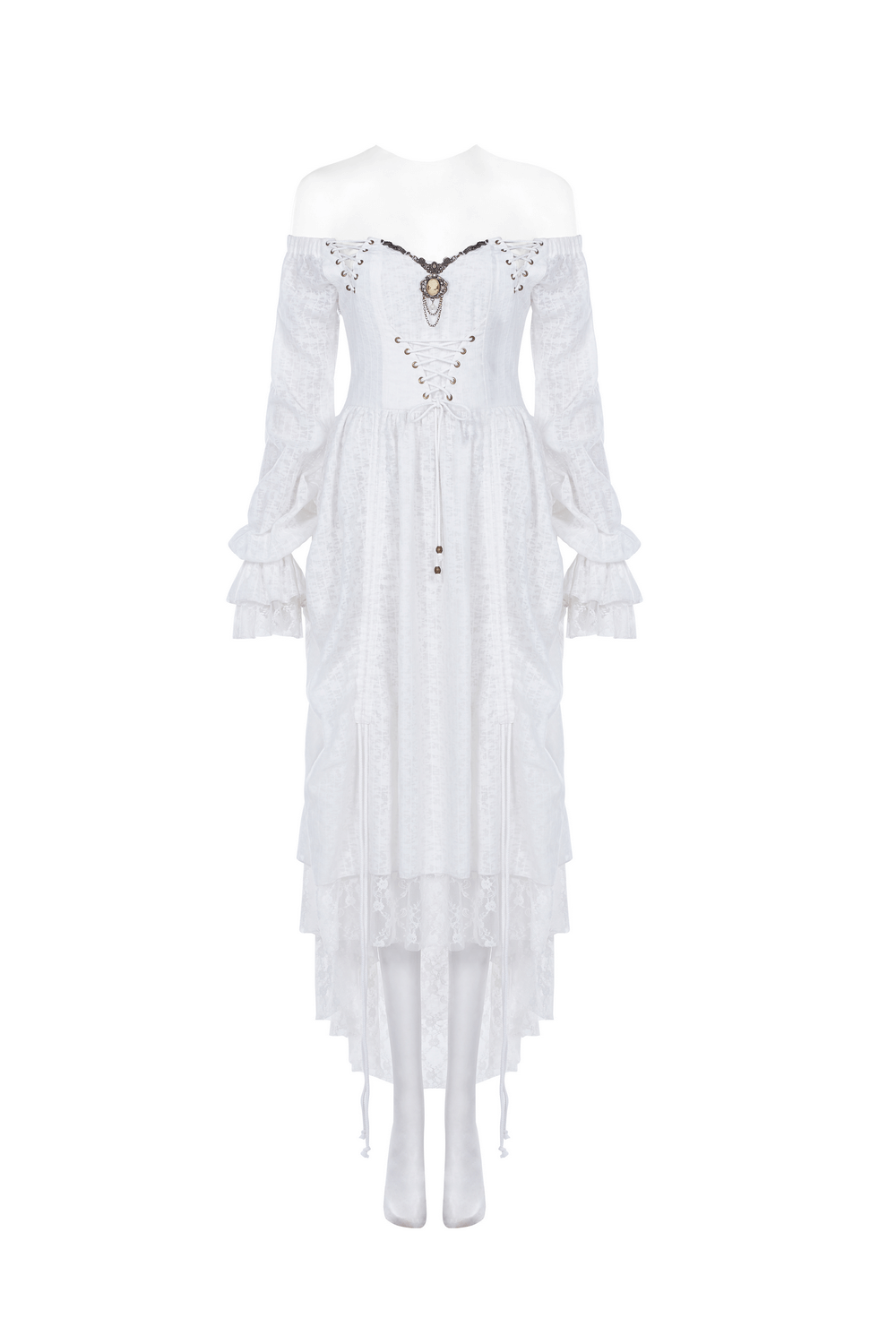 Punk Rave White Gothic Lace Dress Steampunk Retro