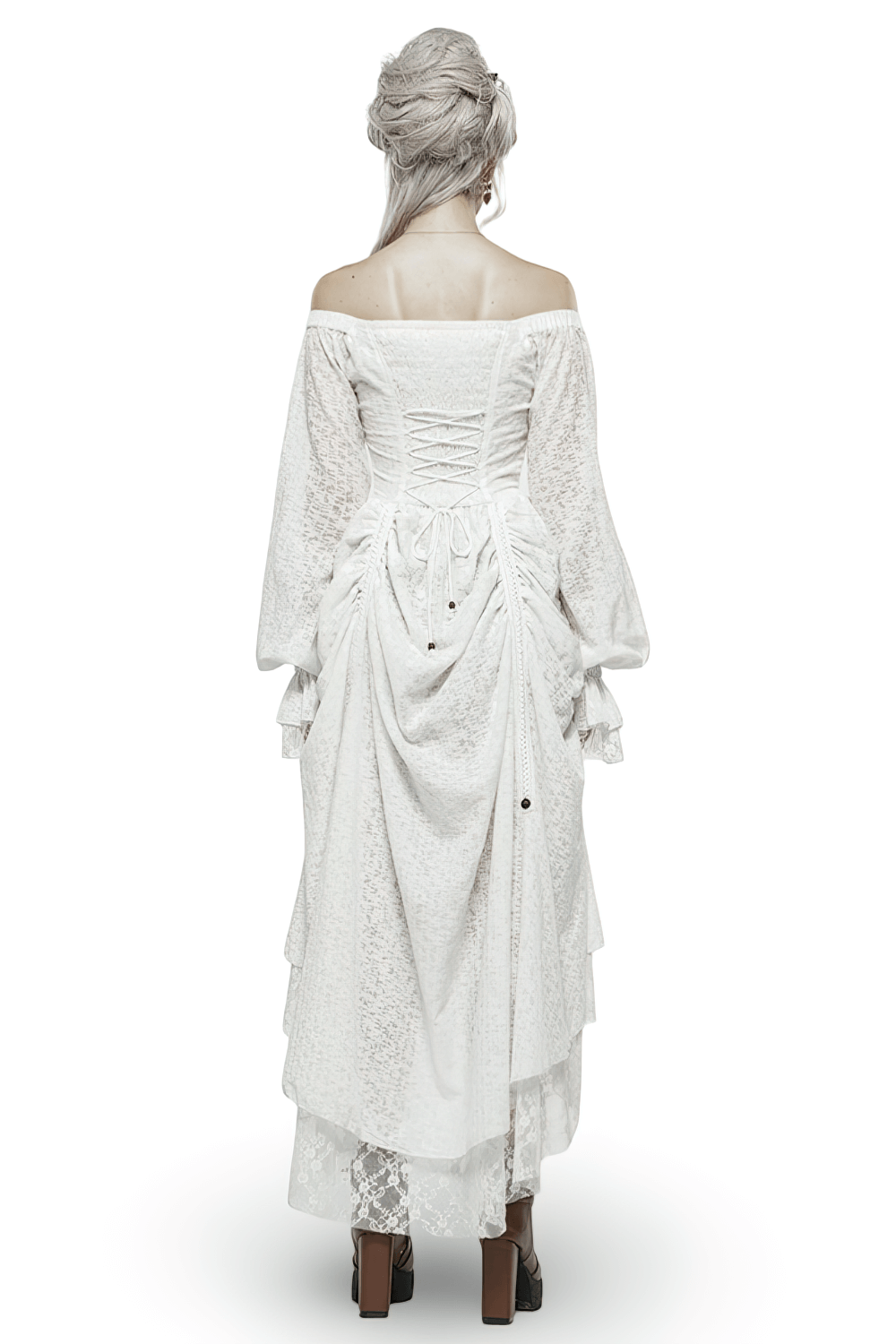 Punk Rave White Gothic Lace Dress Steampunk Retro