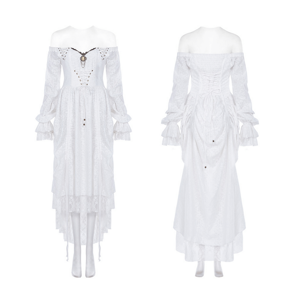 Punk Rave White Gothic Lace Dress Steampunk Retro