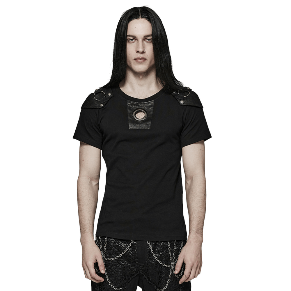 Punk Rivet Armor Male T-Shirt with Detachable Panel