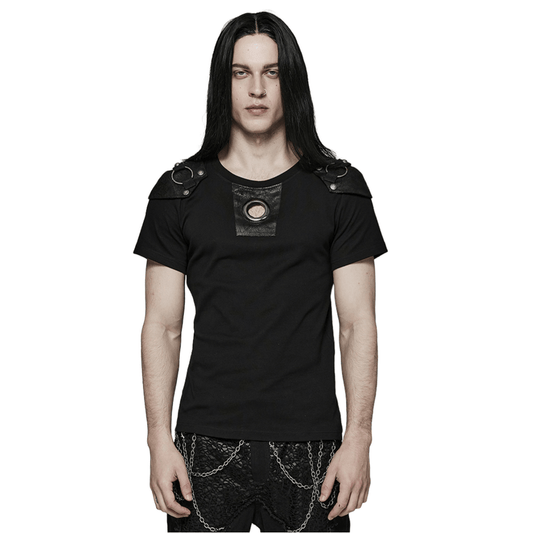 Punk Rivet Armor Male T-Shirt with Detachable Panel