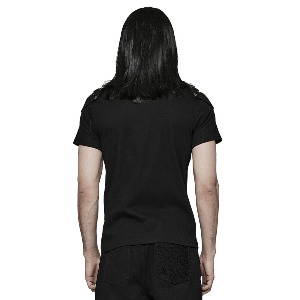 Punk Rivet Armor Male T-Shirt with Detachable Panel