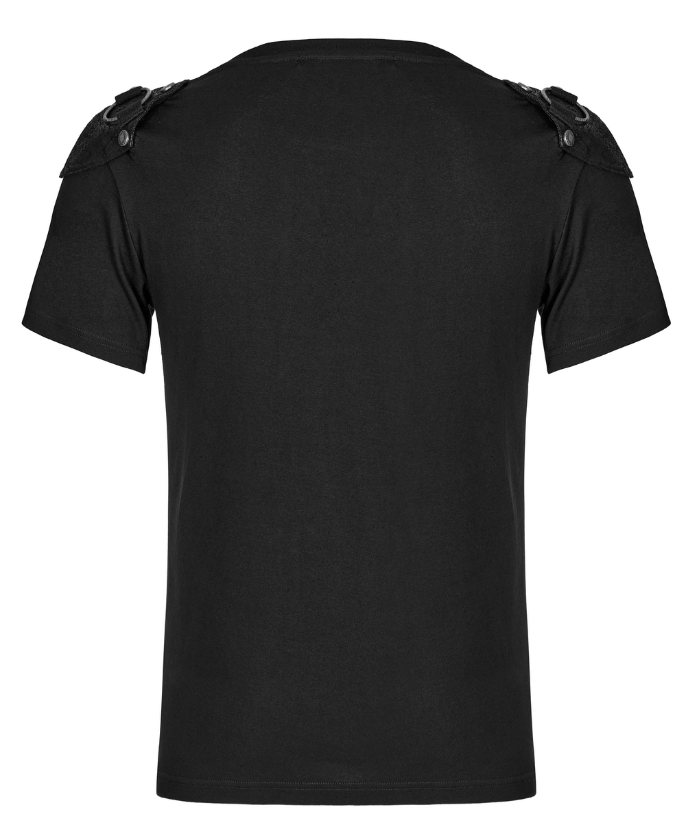 Punk Rivet Armor Male T-Shirt with Detachable Panel