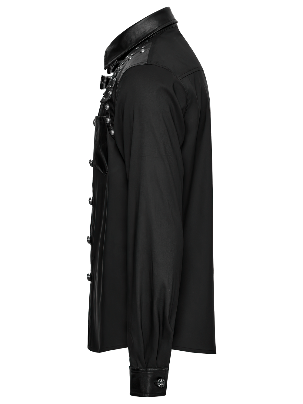 Punk Riveted Leather Patchwork Street Style Shirt