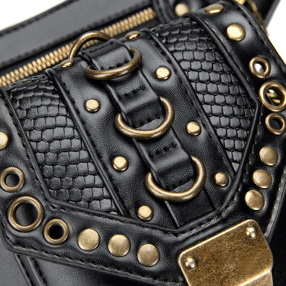 Punk Rivets Chain Shoulder Waist Bag / Women's Motorcycle Leg Bag