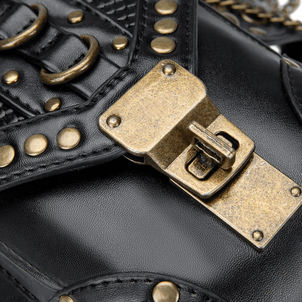 Punk Rivets Chain Shoulder Waist Bag / Women's Motorcycle Leg Bag