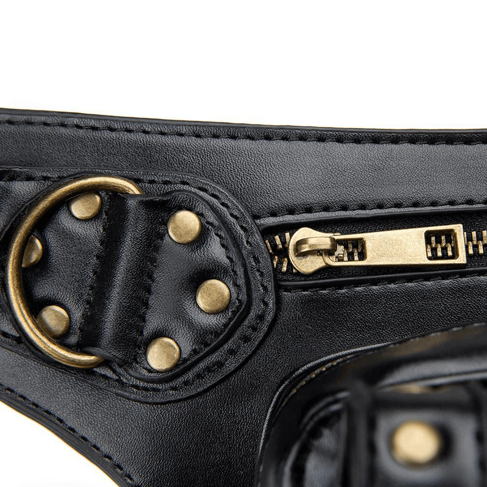 Punk Rivets Chain Shoulder Waist Bag / Women's Motorcycle Leg Bag