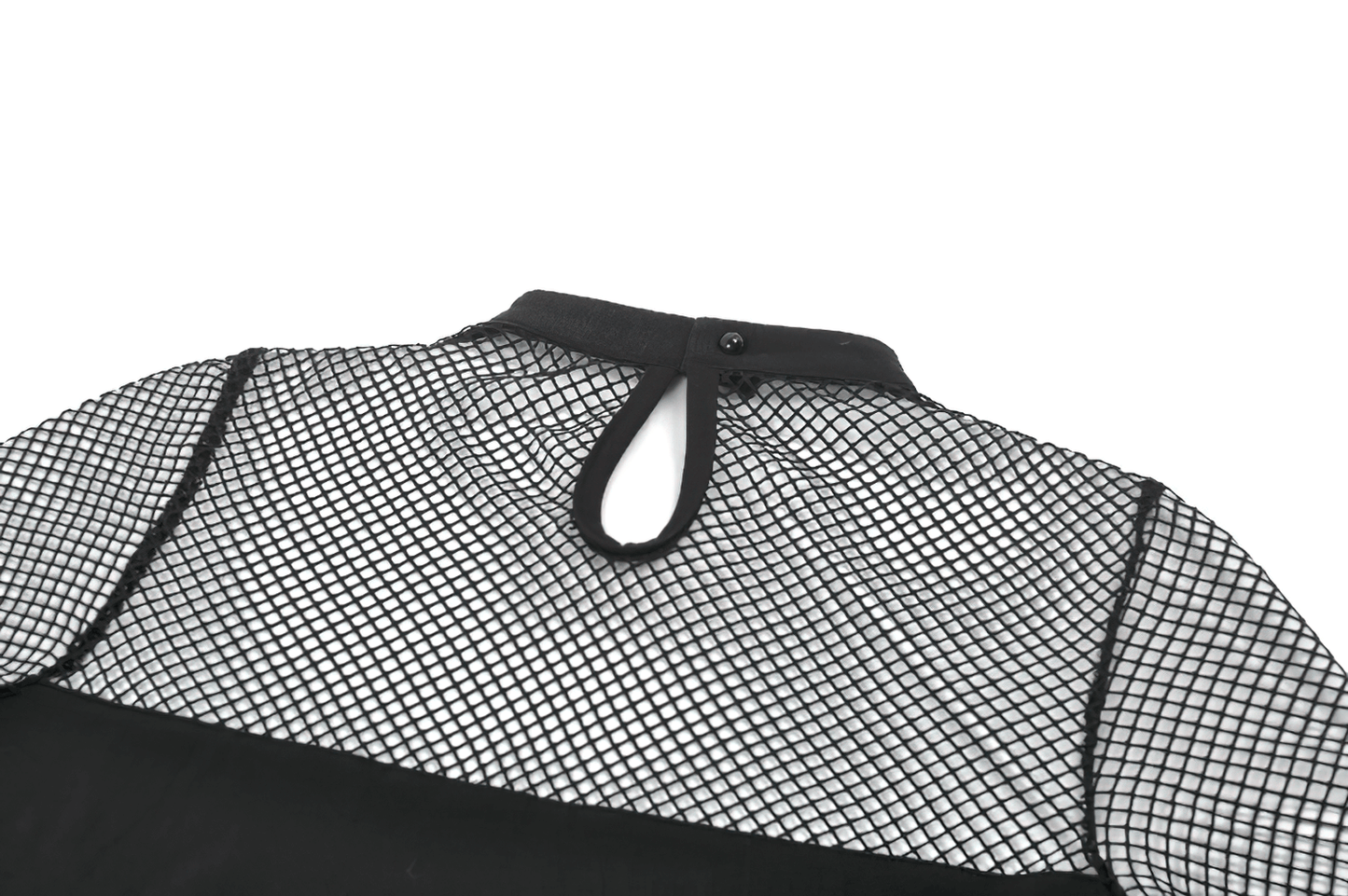 Punk Rock Black Fishnet Sleeved Top with Cutout and Straps