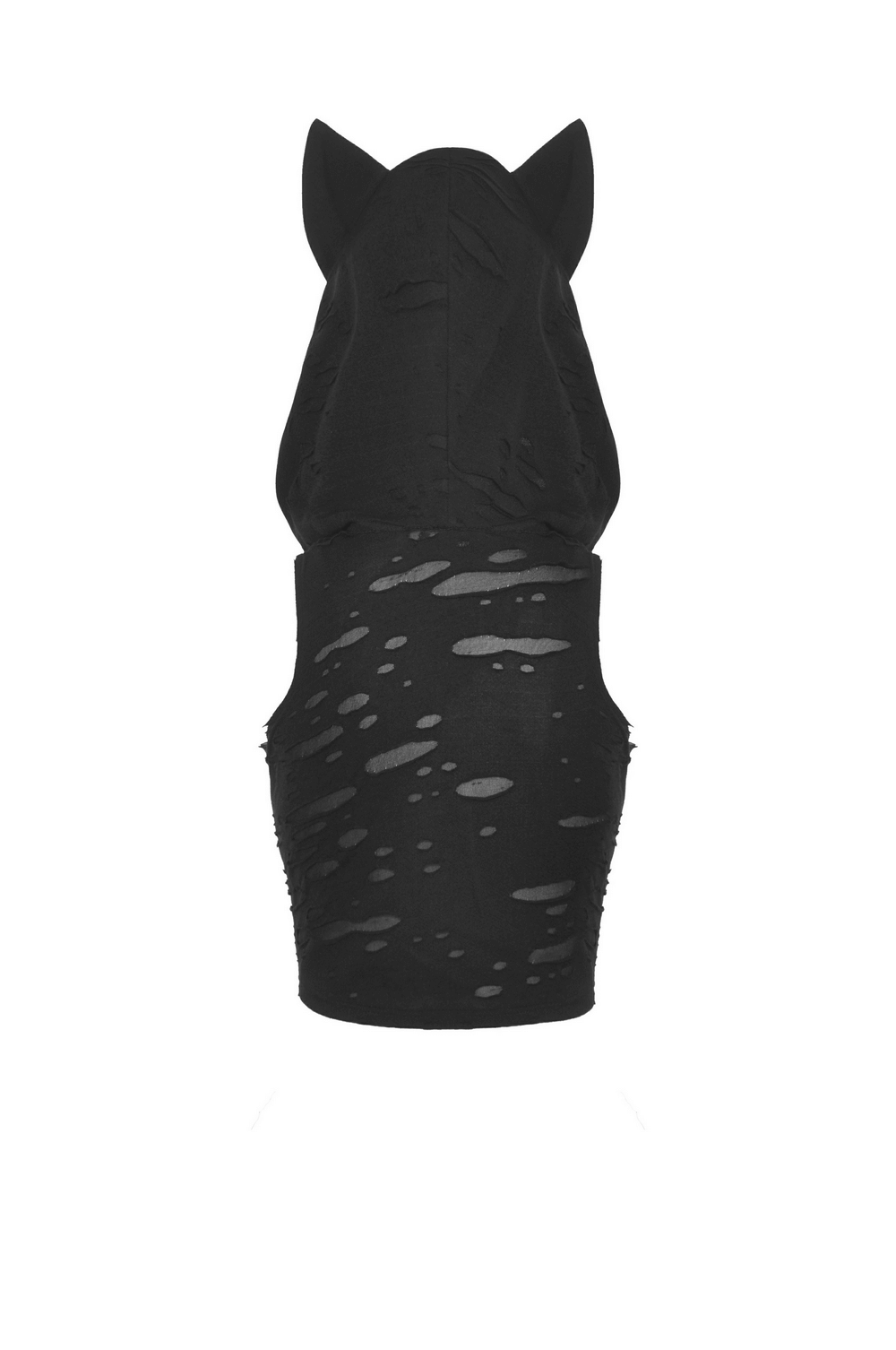 Punk Rock Black Lace-Up Cat Ear Crop Top - Unique Style