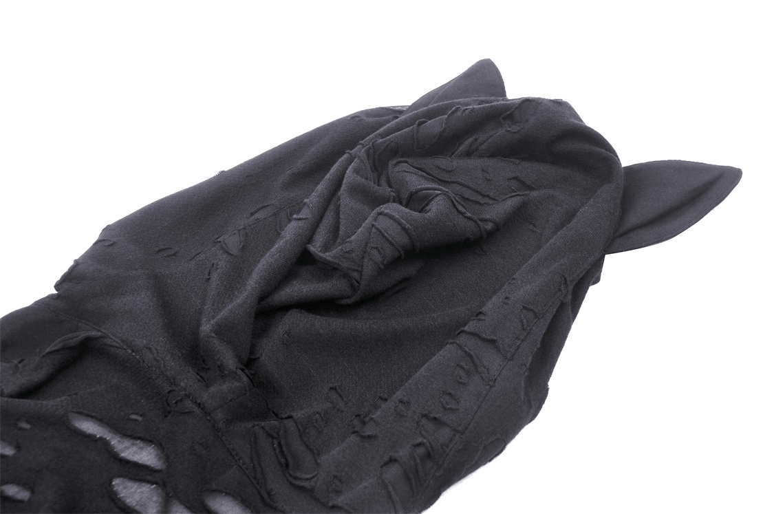 Punk Rock Black Lace-Up Cat Ear Crop Top - Unique Style