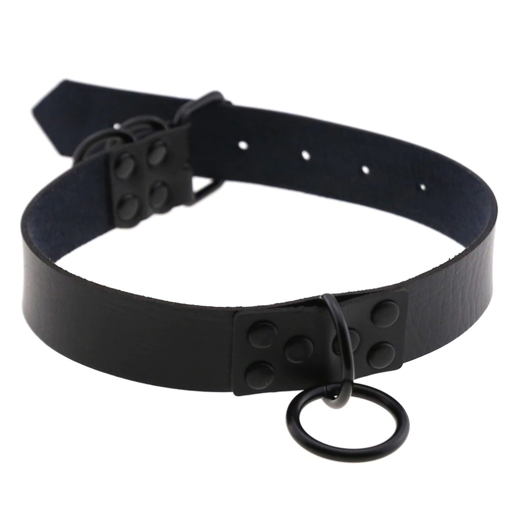 Punk Rock Gothic Choker Necklace / Women's Black Collar Belt / Fashion PU Leather Choker