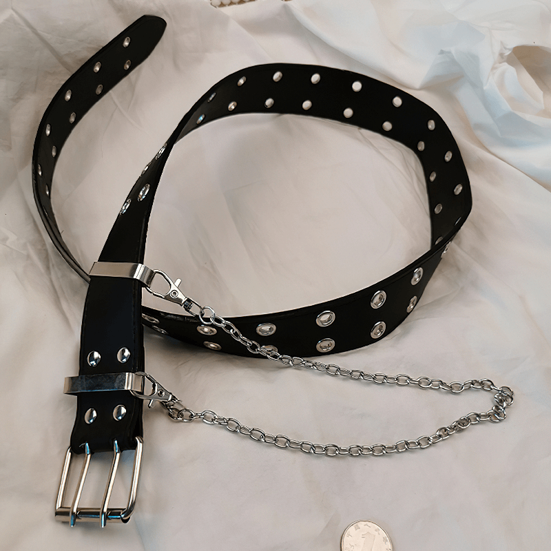 Punk Rock Rivets Belt With Detachable Chain / Fashion Belt for Pants