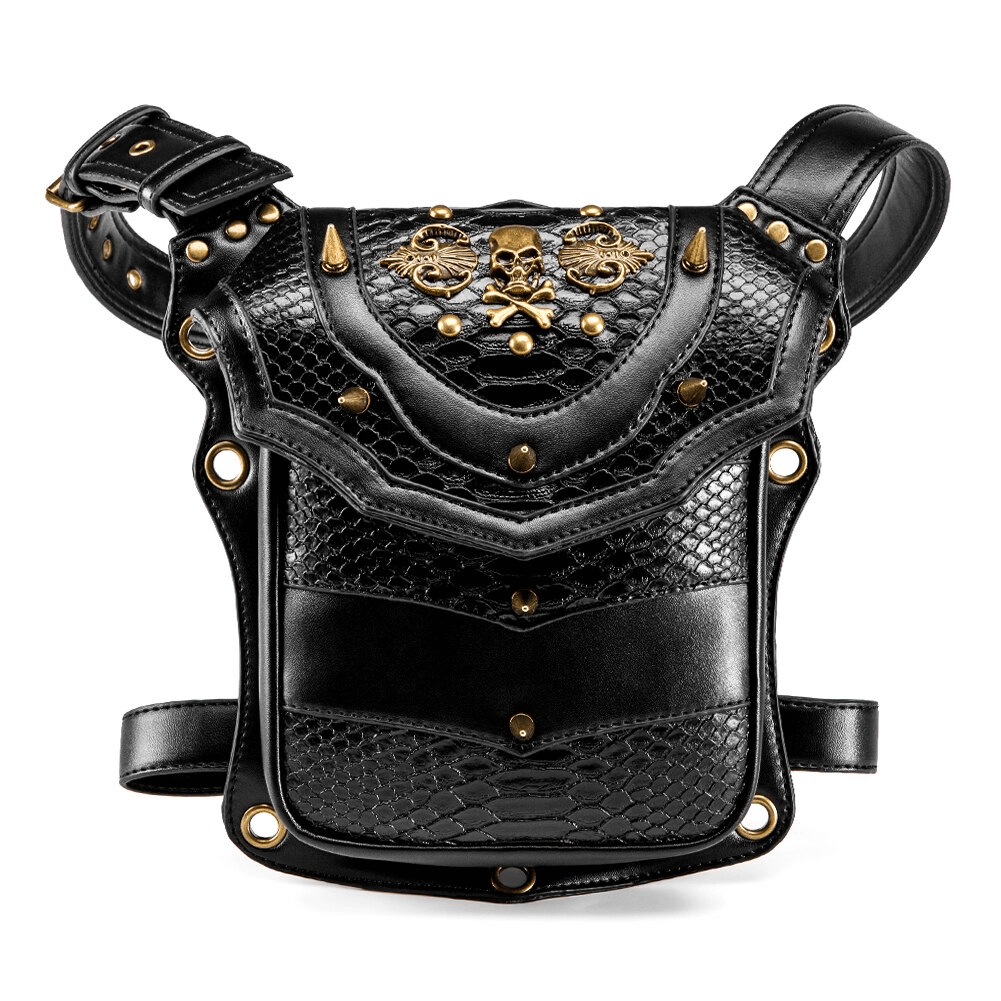 Punk Rock Rivets Shoulder Bag / Stylish Skeleton Motorcycle Bag