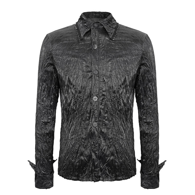 Punk Rock Style Male Black Long-sleeved Shirt / Alternative style Clothing for Men
