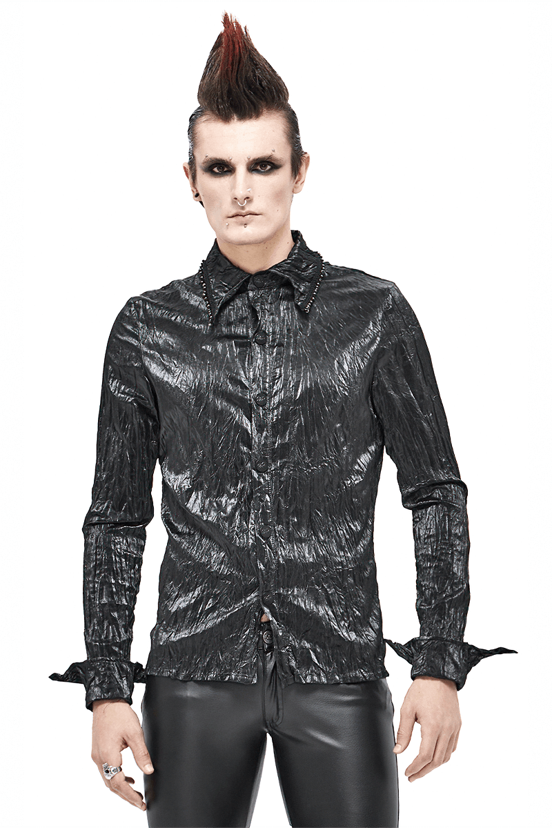 Punk Rock Style Male Black Long-sleeved Shirt / Alternative style Clothing for Men