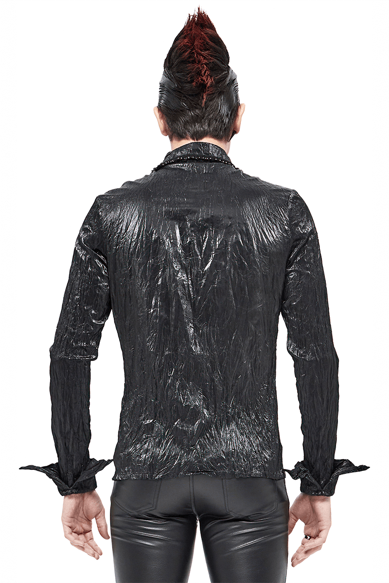 Punk Rock Style Male Black Long-sleeved Shirt / Alternative style Clothing for Men