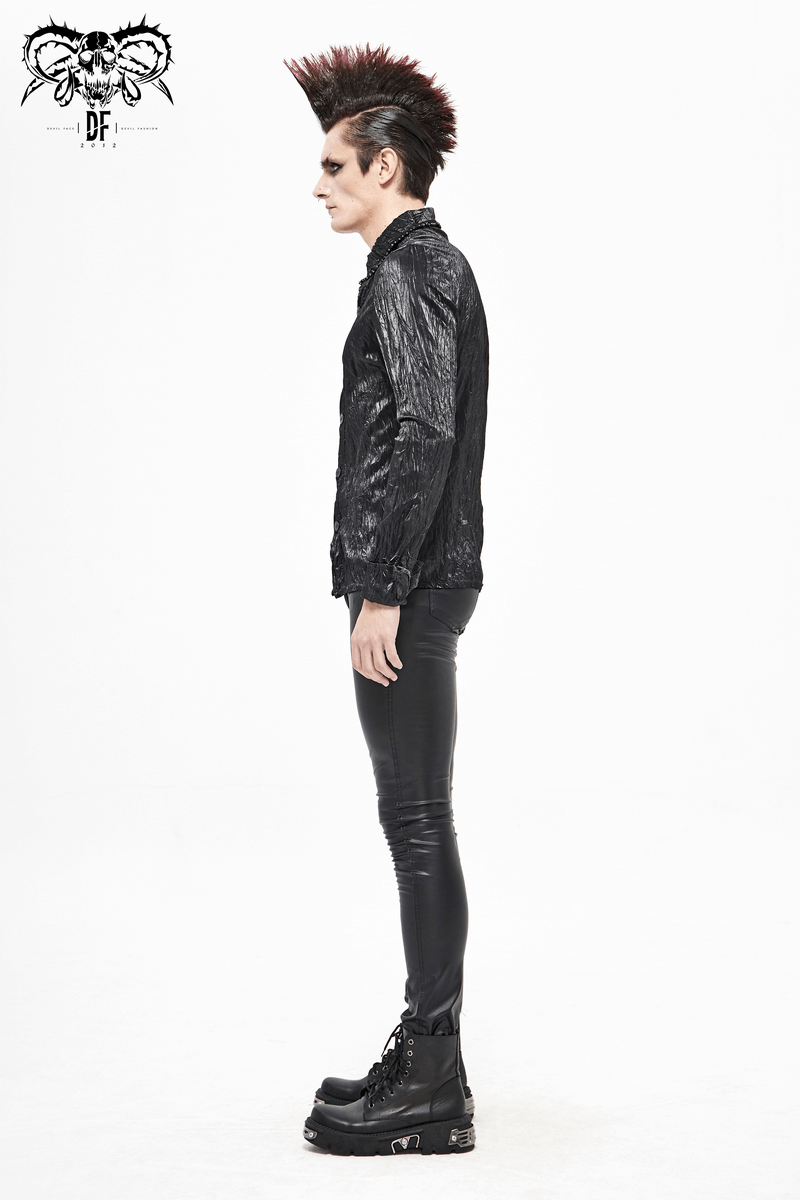 Punk Rock Style Male Black Long-sleeved Shirt / Alternative style Clothing for Men