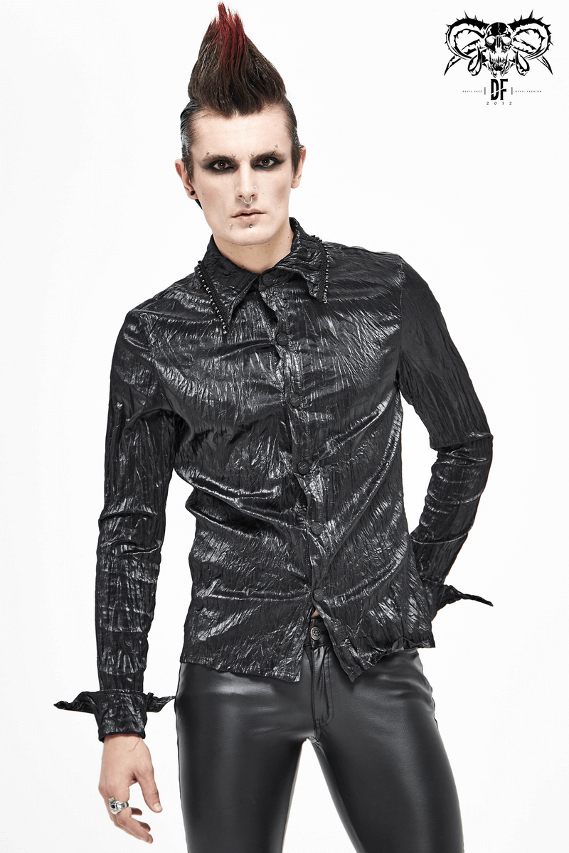Punk Rock Style Male Black Long-sleeved Shirt / Alternative style Clothing for Men