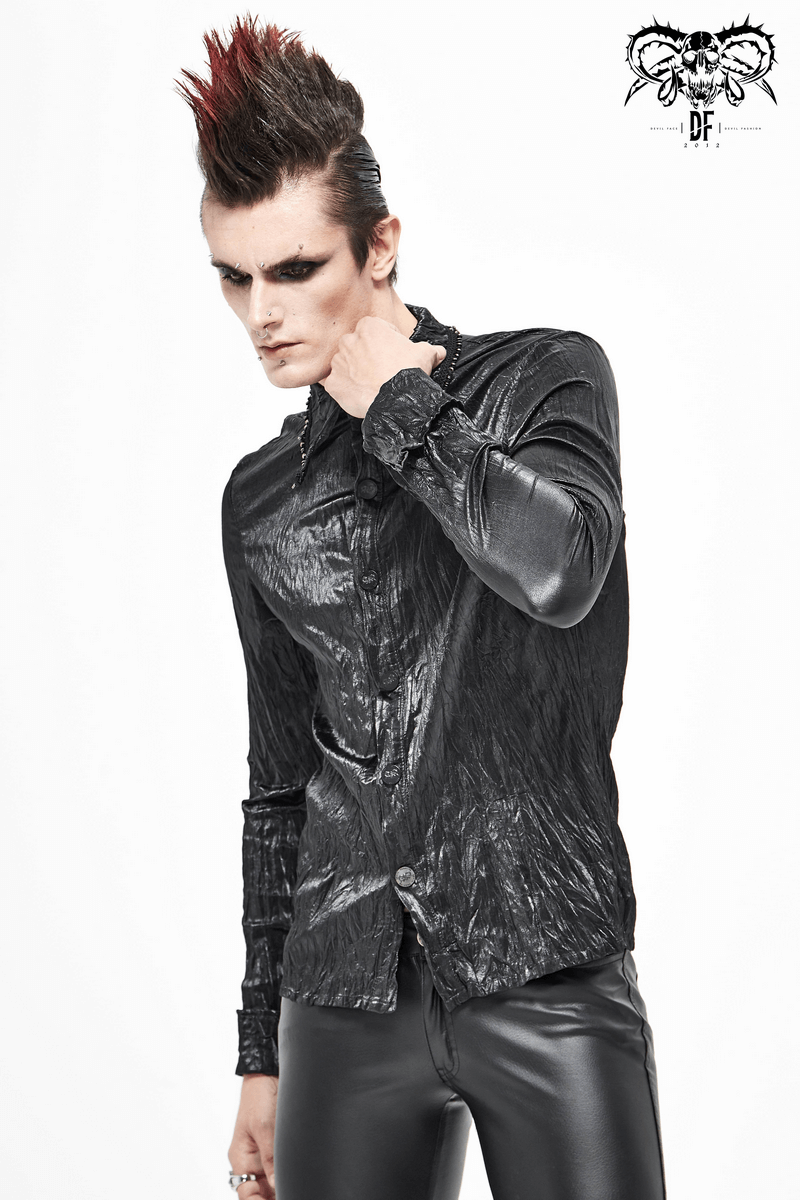 Punk Rock Style Male Black Long-sleeved Shirt / Alternative style Clothing for Men