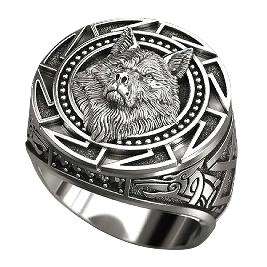 Punk Rock Style Wolf Head Men's Ring / Retro Celtic Totem Copper Ring / Casual Jewelry Accessories