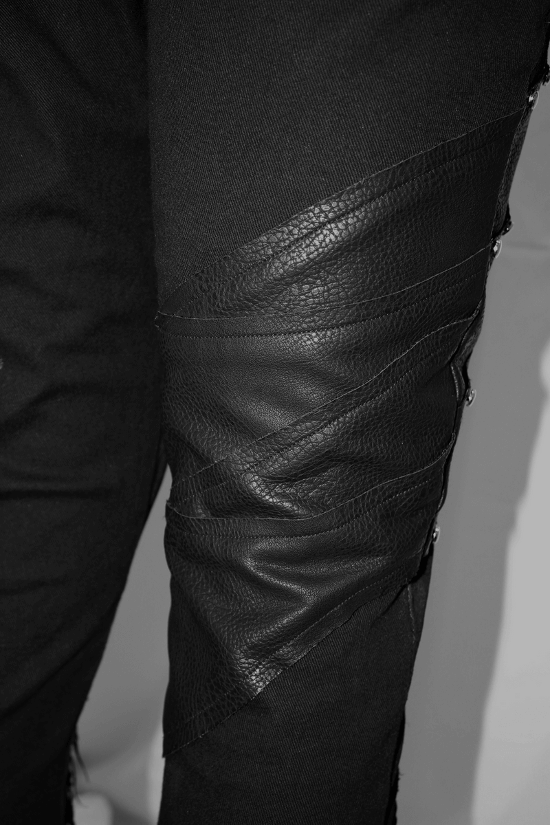 Punk Rock Trousers Side Pocket / Men's Black Pants with Studs / Biker Apocalyptic Trousers