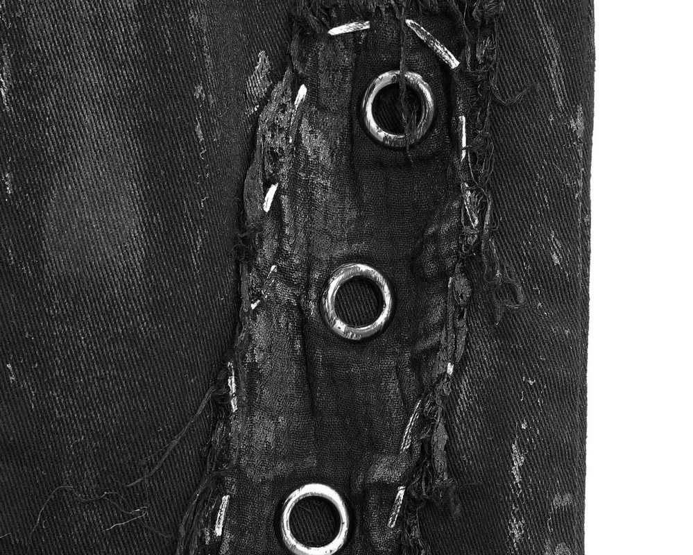 Punk Rock Trousers Side Pocket / Men's Black Pants with Studs / Biker Apocalyptic Trousers