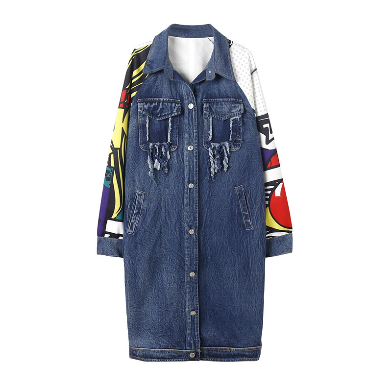 Punk Rock Women's Denim Jeans Jacket with Long Sleeves / Women Alternative Fashion