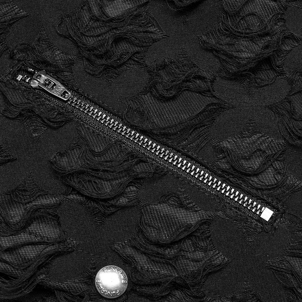 Punk Rose-Embellished Split Wide Leg Tattered Pants